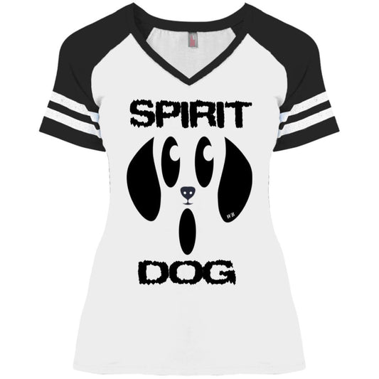T-Shirts White/Black / X-Small WineyBitches.Co "Spirit Dog" Halloween Ladies' Game V-Neck T-Shirt WineyBitchesCo
