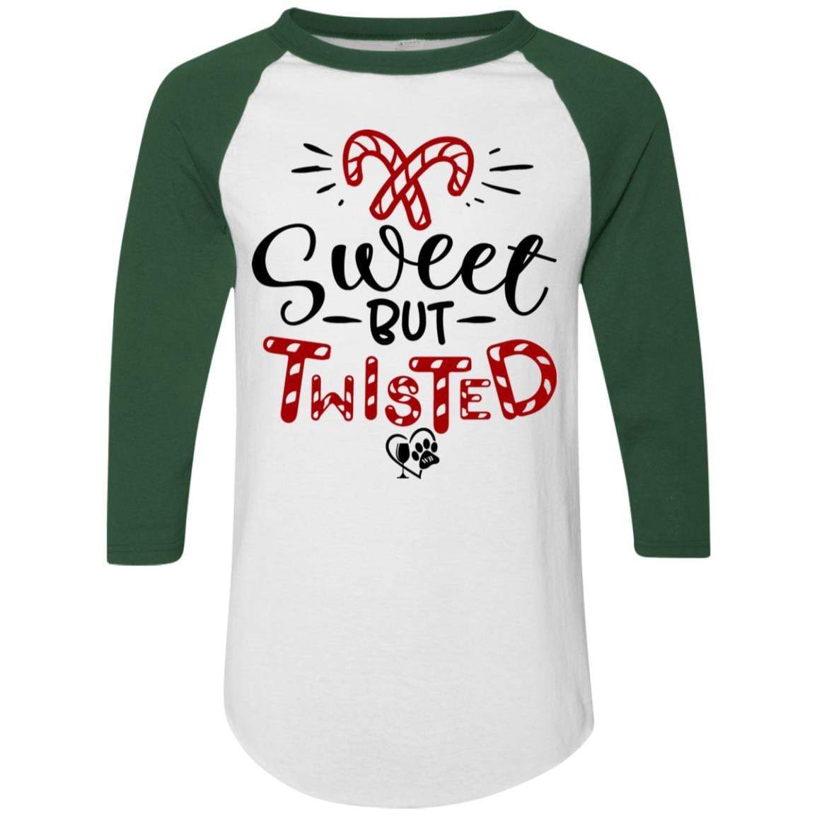 T-Shirts White/Dark Green / S WineyBitches.Co "Sweet But Twisted" Holiday Colorblock Raglan Jersey WineyBitchesCo