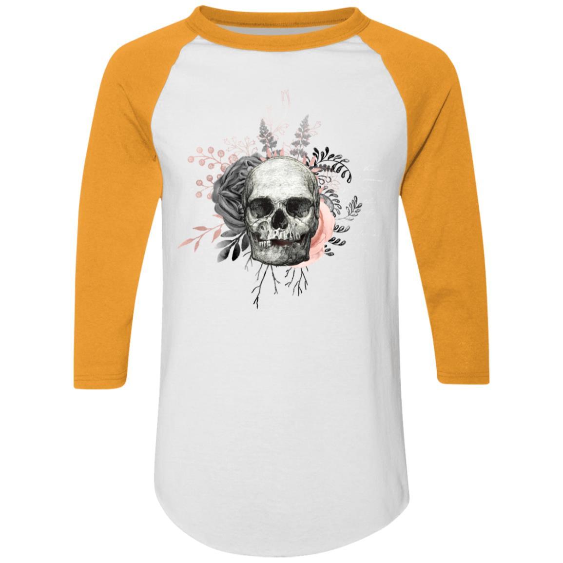 T-Shirts White/Gold / S Winey Bitches Co Skull Design #4 Colorblock Raglan Jersey WineyBitchesCo