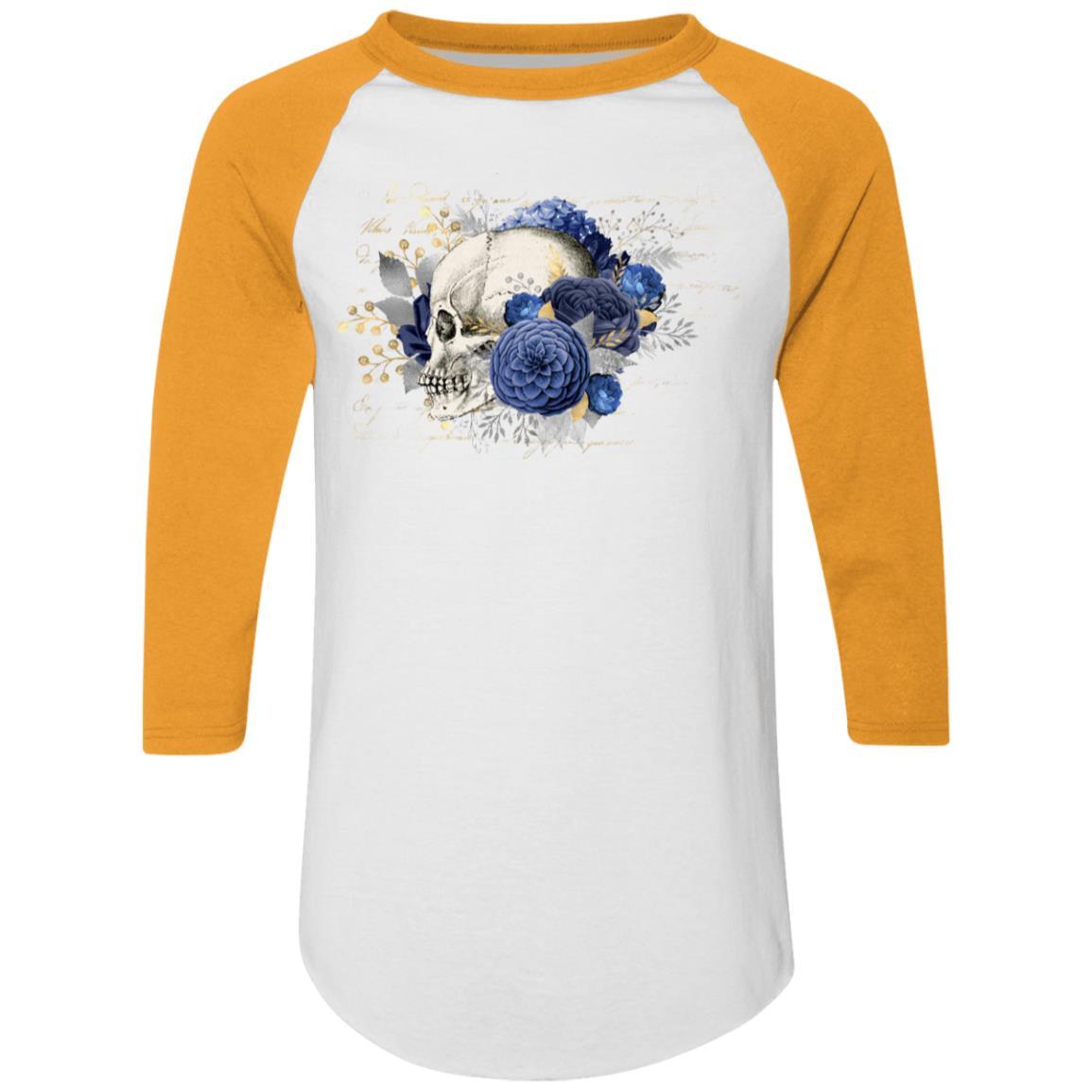 T-Shirts White/Gold / S Winey Bitches Co Skull Design #5 Colorblock Raglan Jersey WineyBitchesCo