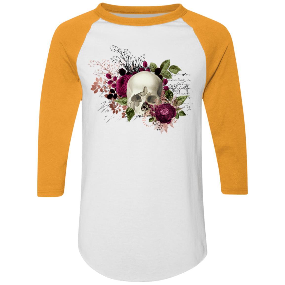 T-Shirts White/Gold / S Winey Bitches Co Skull Design #6 Colorblock Raglan Jersey WineyBitchesCo