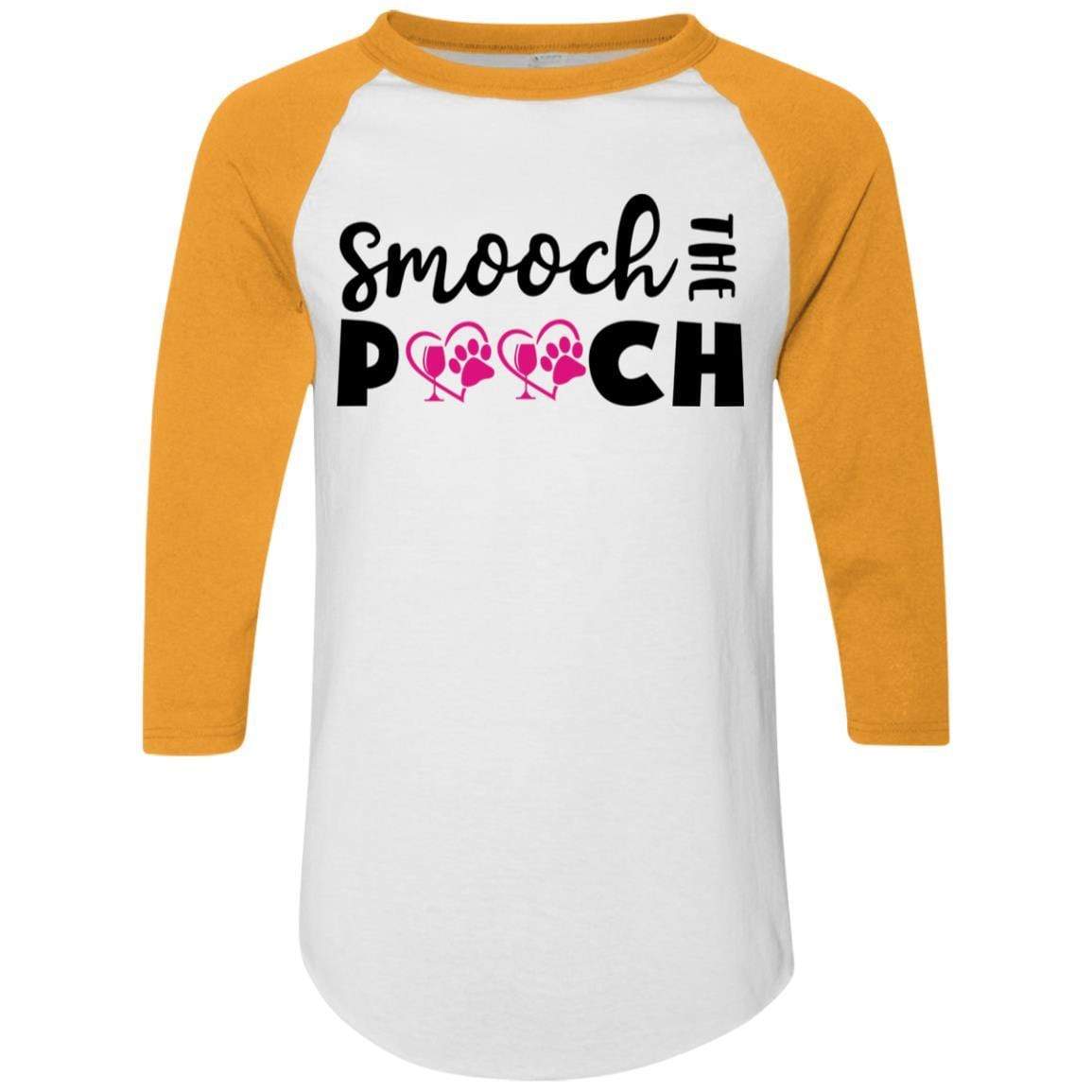 T-Shirts White/Gold / S Winey Bitches Co "Smooch The Pooch" Colorblock Raglan Jersey WineyBitchesCo