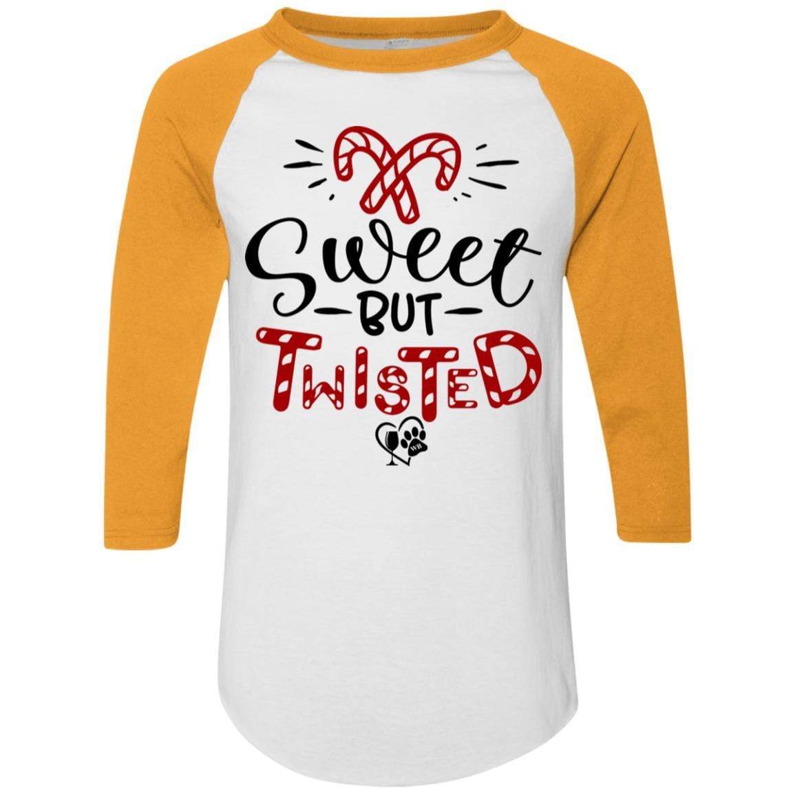 T-Shirts White/Gold / S WineyBitches.Co "Sweet But Twisted" Holiday Colorblock Raglan Jersey WineyBitchesCo