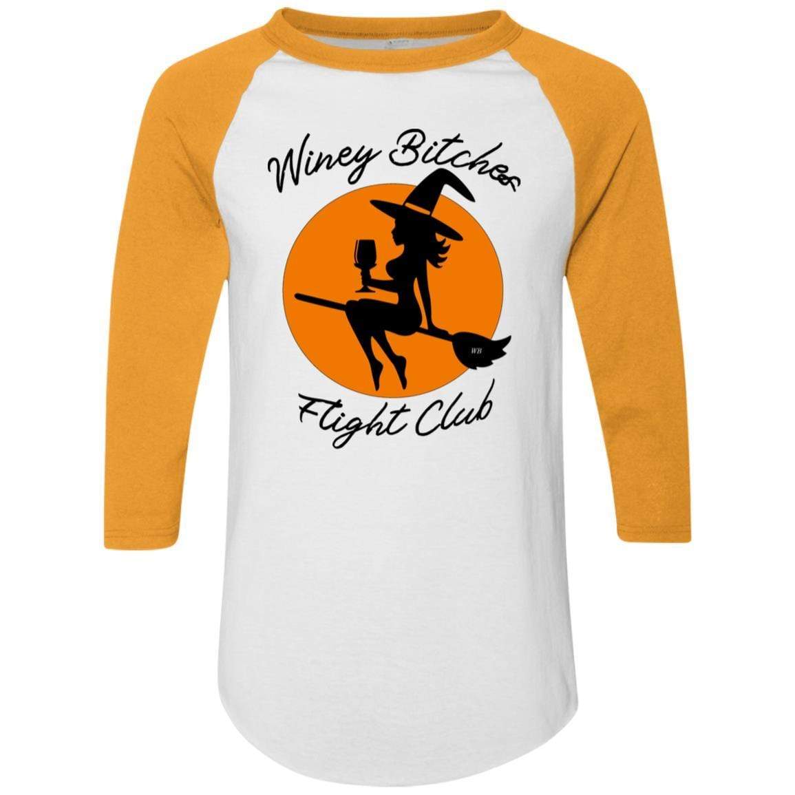 T-Shirts White/Gold / S WineyBitches.Co "Winey Bitches Flight Club" Colorblock Raglan Jersey WineyBitchesCo