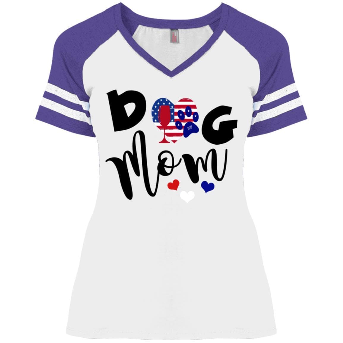 T-Shirts White/Heather Purple / X-Small WineyBitches.Co Dog Mom Ladies' Game V-Neck T-Shirt WineyBitchesCo