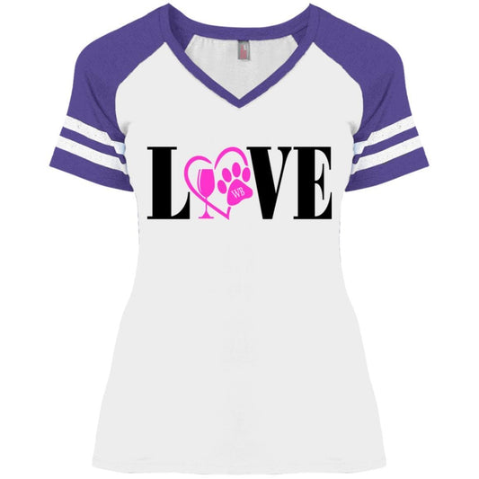 T-Shirts White/Heather Purple / X-Small WineyBitches.co Ladies' " Love Paw" Game V-Neck T-Shirt WineyBitchesCo