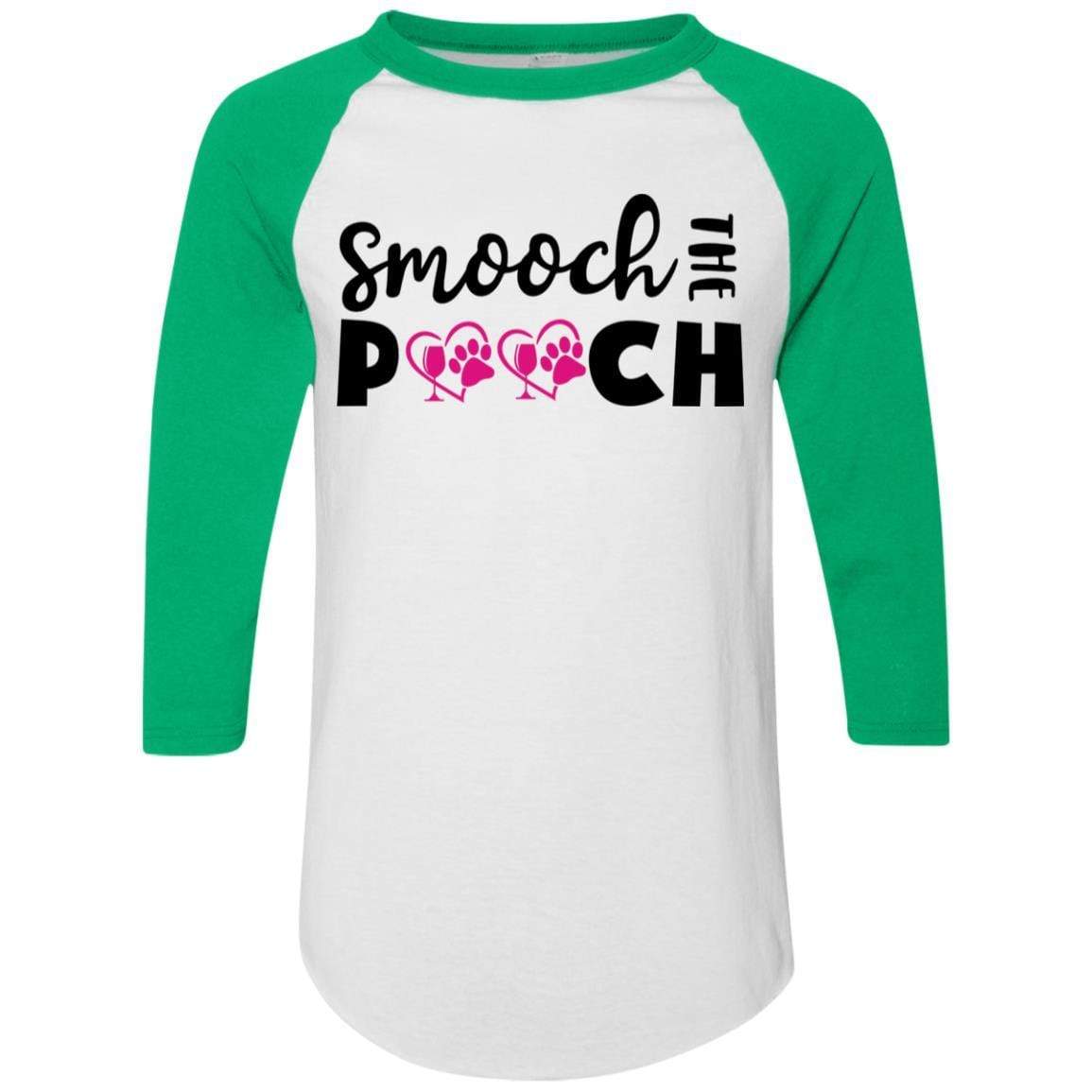 T-Shirts White/Kelly / S Winey Bitches Co "Smooch The Pooch" Colorblock Raglan Jersey WineyBitchesCo