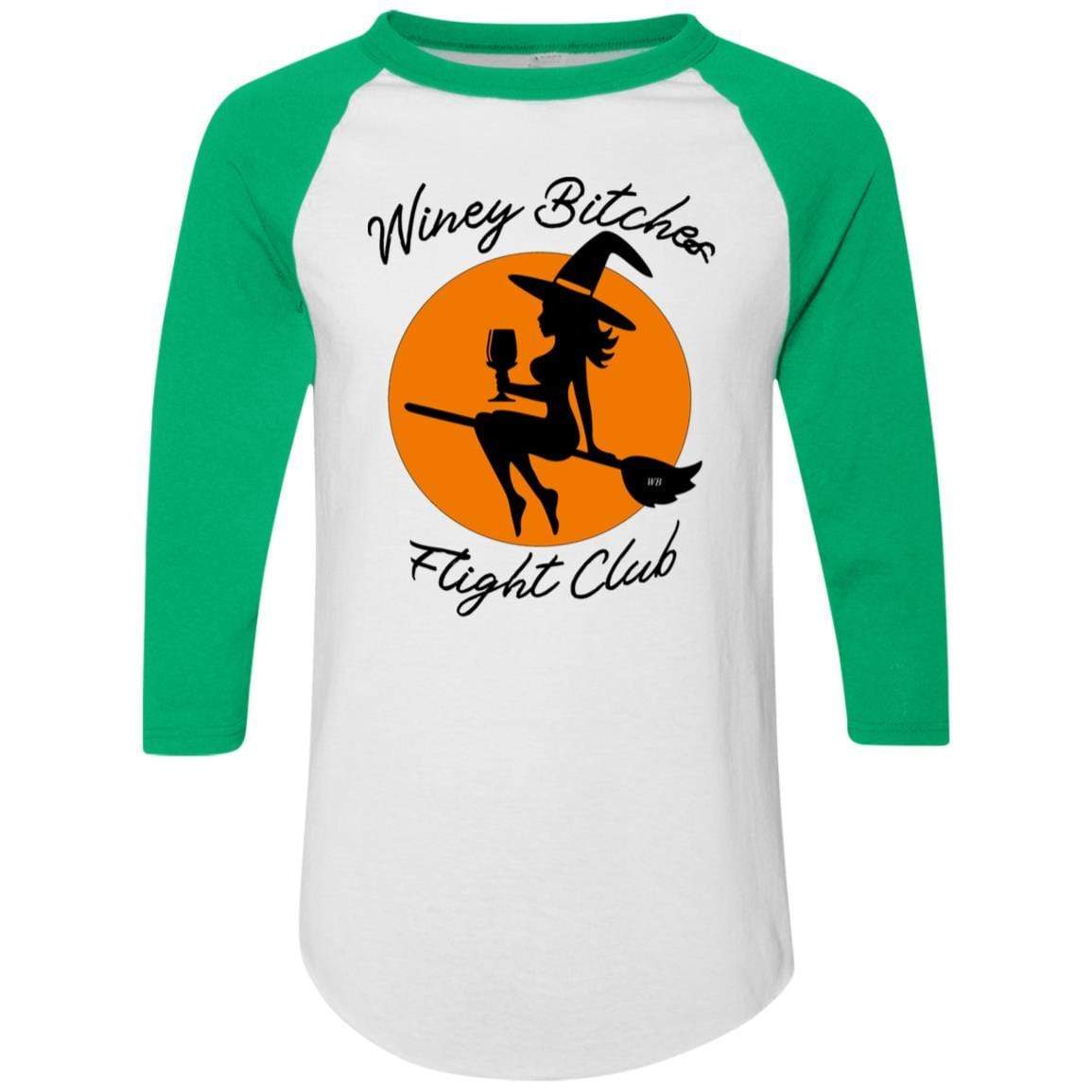 T-Shirts White/Kelly / S WineyBitches.Co "Winey Bitches Flight Club" Colorblock Raglan Jersey WineyBitchesCo
