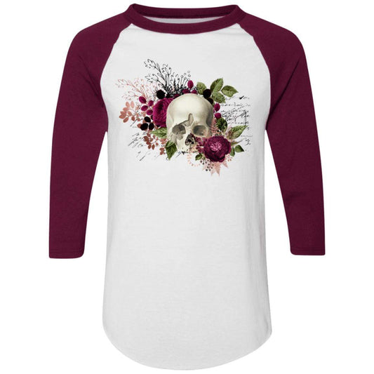 T-Shirts White/Maroon / S Winey Bitches Co Skull Design #6 Colorblock Raglan Jersey WineyBitchesCo