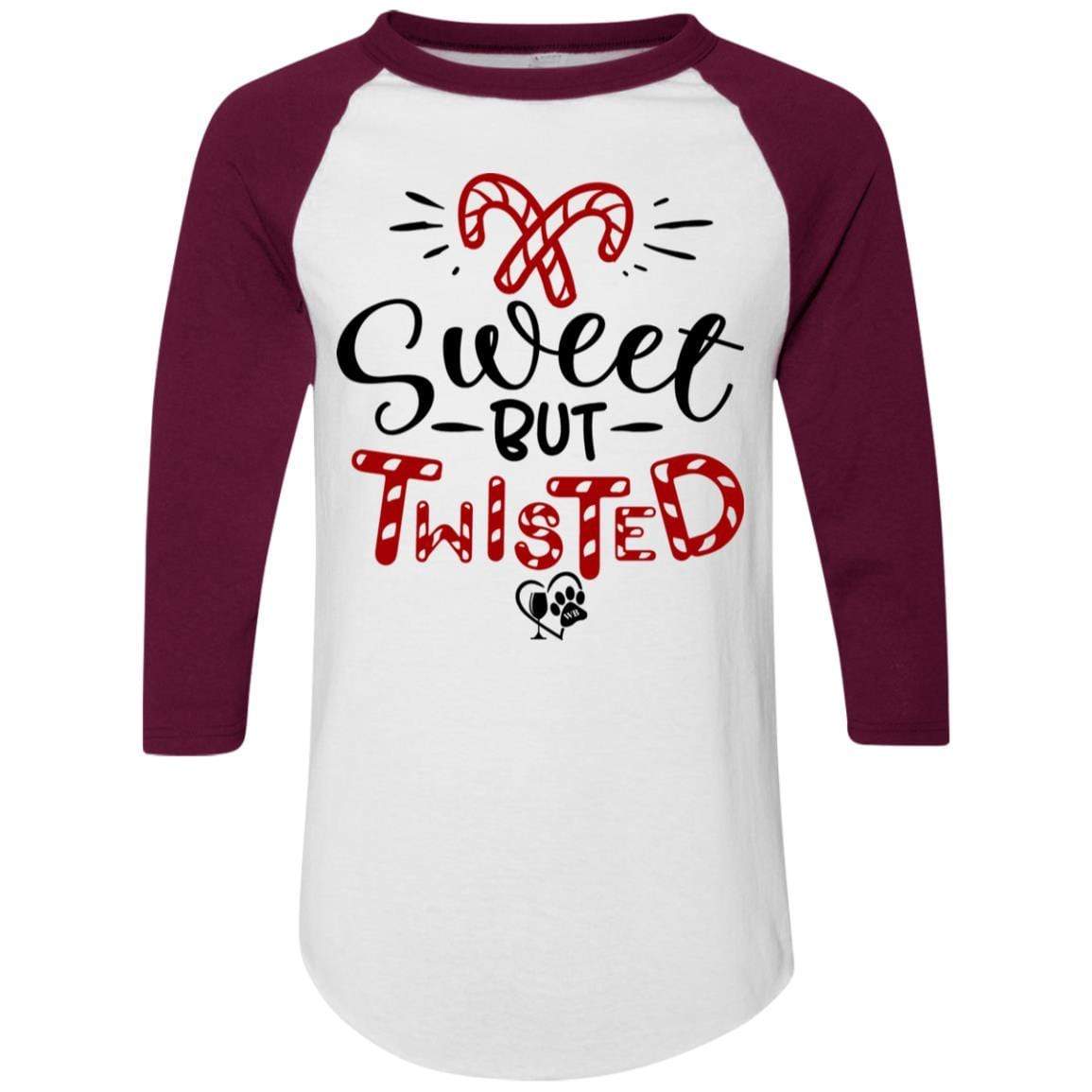 T-Shirts White/Maroon / S WineyBitches.Co "Sweet But Twisted" Holiday Colorblock Raglan Jersey WineyBitchesCo