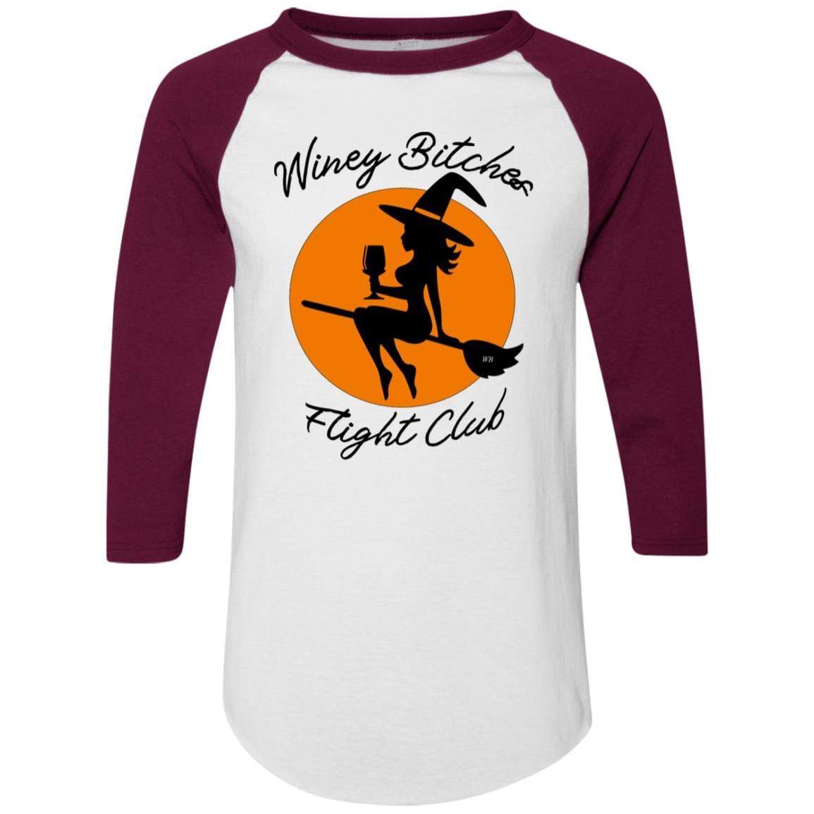 T-Shirts White/Maroon / S WineyBitches.Co "Winey Bitches Flight Club" Colorblock Raglan Jersey WineyBitchesCo