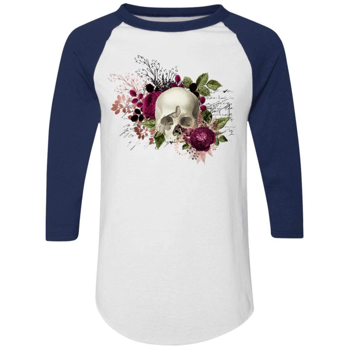 T-Shirts White/Navy / S Winey Bitches Co Skull Design #6 Colorblock Raglan Jersey WineyBitchesCo