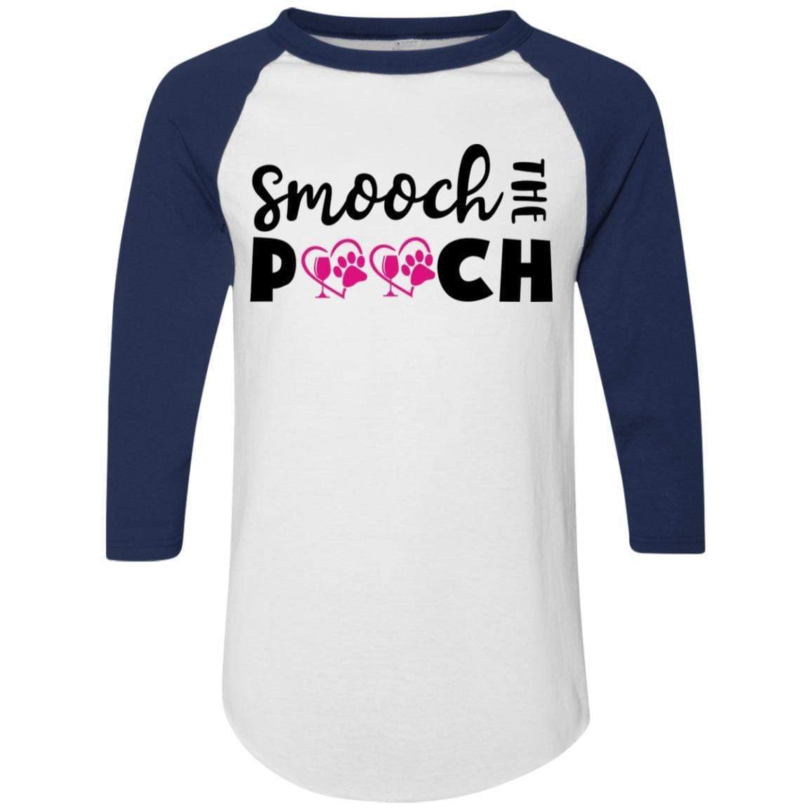 T-Shirts White/Navy / S Winey Bitches Co "Smooch The Pooch" Colorblock Raglan Jersey WineyBitchesCo