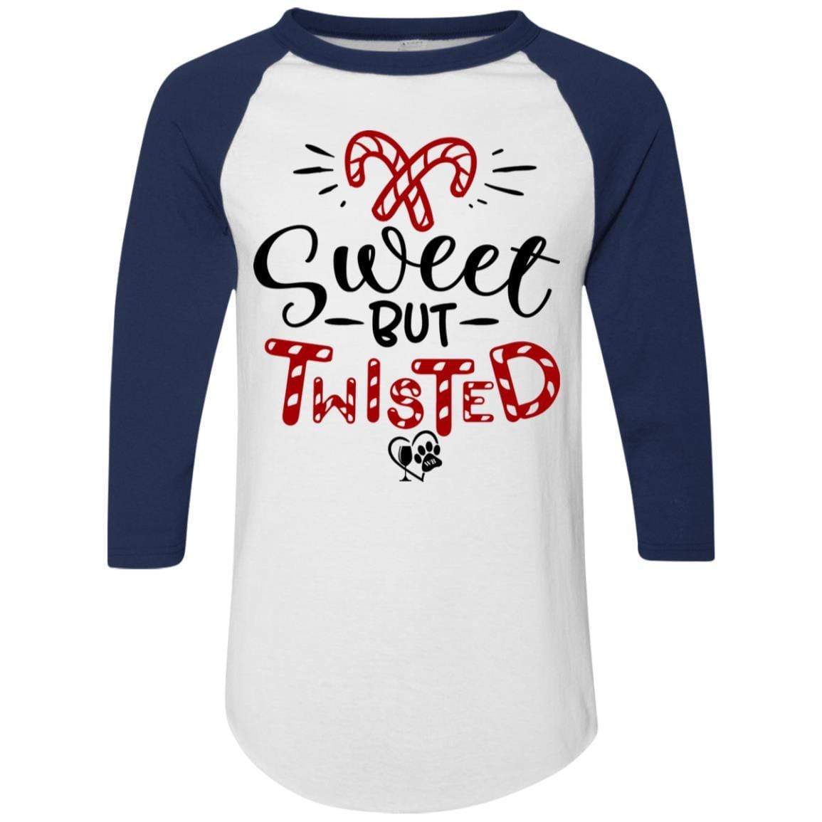 T-Shirts White/Navy / S WineyBitches.Co "Sweet But Twisted" Holiday Colorblock Raglan Jersey WineyBitchesCo