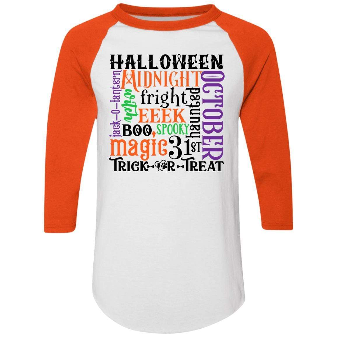 T-Shirts White/Orange / S Winey Bitches Co "Halloween Word Jumble" Colorblock Raglan Jersey WineyBitchesCo