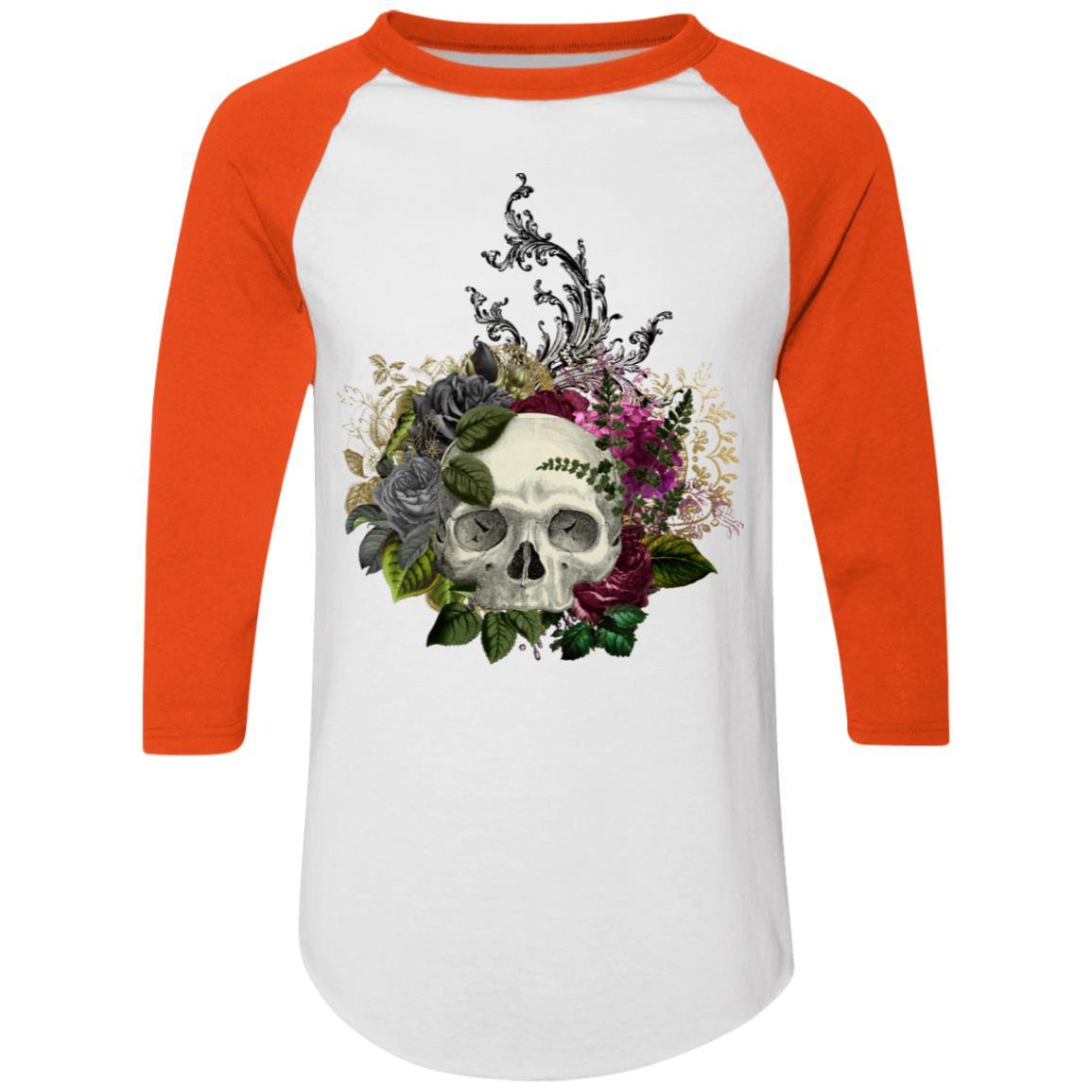 T-Shirts White/Orange / S Winey Bitches Co Skull Design #1 Colorblock Raglan Jersey WineyBitchesCo