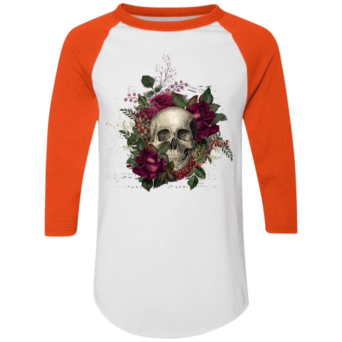 T-Shirts White/Orange / S Winey Bitches Co Skull Design #2 Colorblock Raglan Jersey WineyBitchesCo