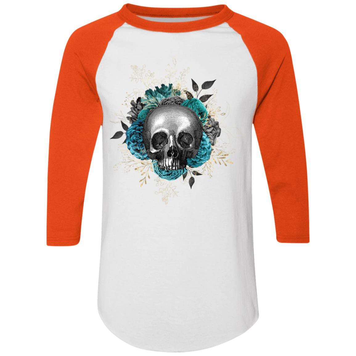 T-Shirts White/Orange / S Winey Bitches Co Skull Design #3 Colorblock Raglan Jersey WineyBitchesCo