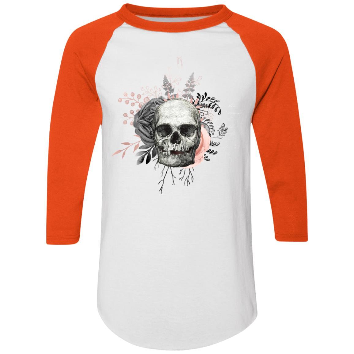 T-Shirts White/Orange / S Winey Bitches Co Skull Design #4 Colorblock Raglan Jersey WineyBitchesCo