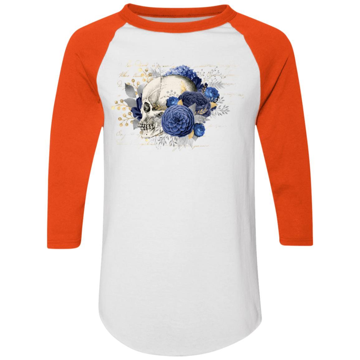 T-Shirts White/Orange / S Winey Bitches Co Skull Design #5 Colorblock Raglan Jersey WineyBitchesCo