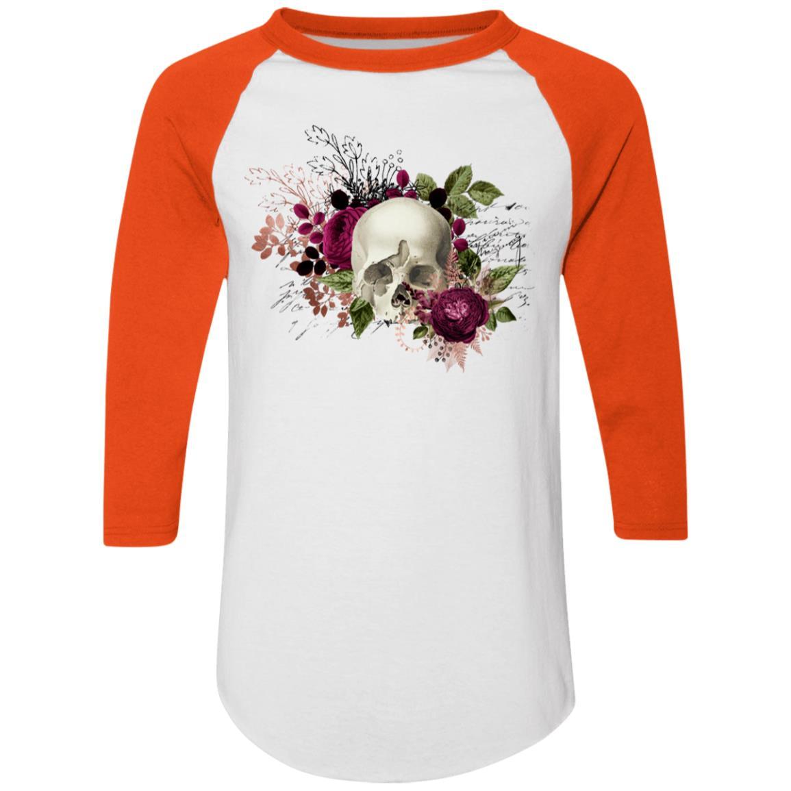 T-Shirts White/Orange / S Winey Bitches Co Skull Design #6 Colorblock Raglan Jersey WineyBitchesCo