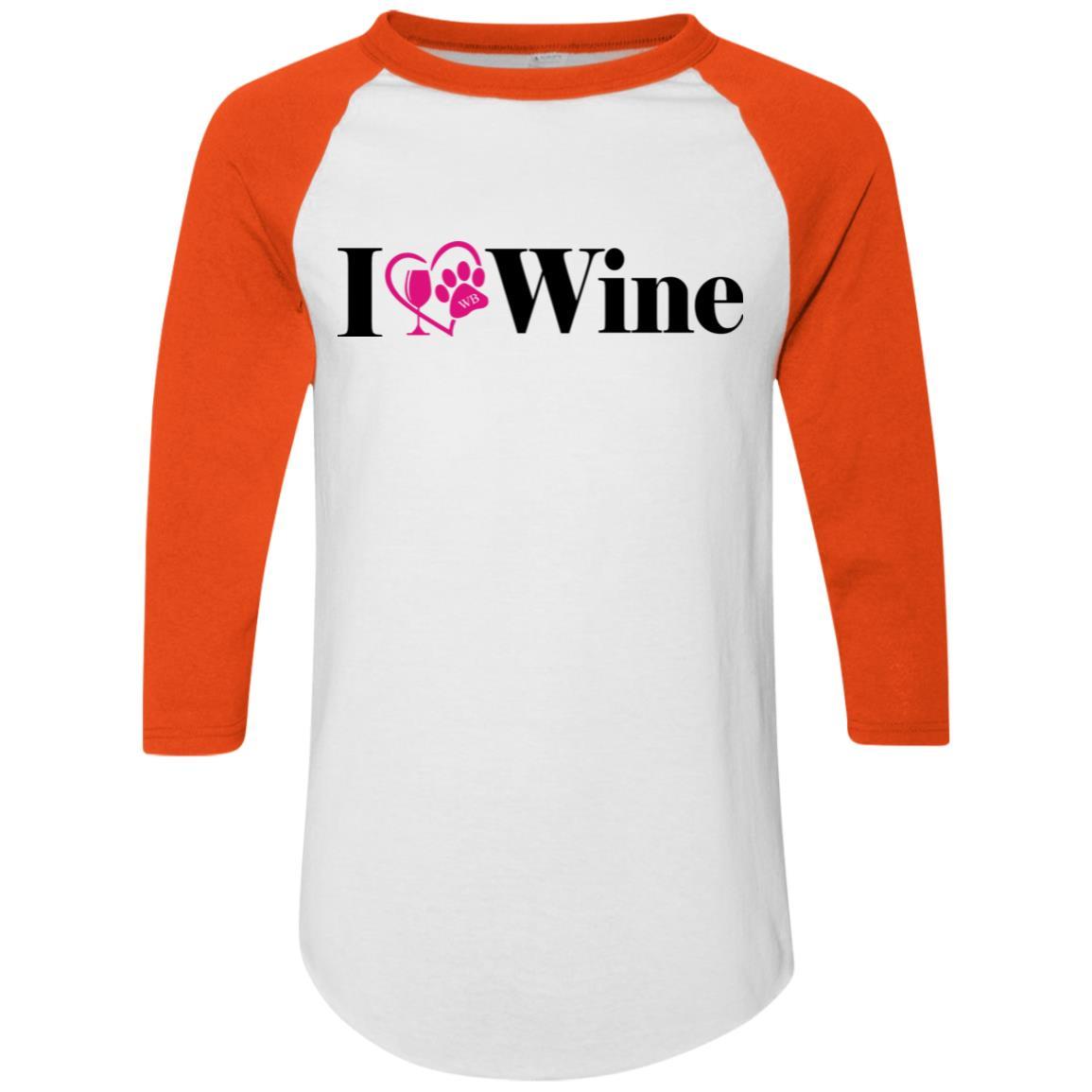 T-Shirts White/Orange / S WineyBitches.Co "I Love Wine" Augusta Colorblock Raglan Jersey WineyBitchesCo