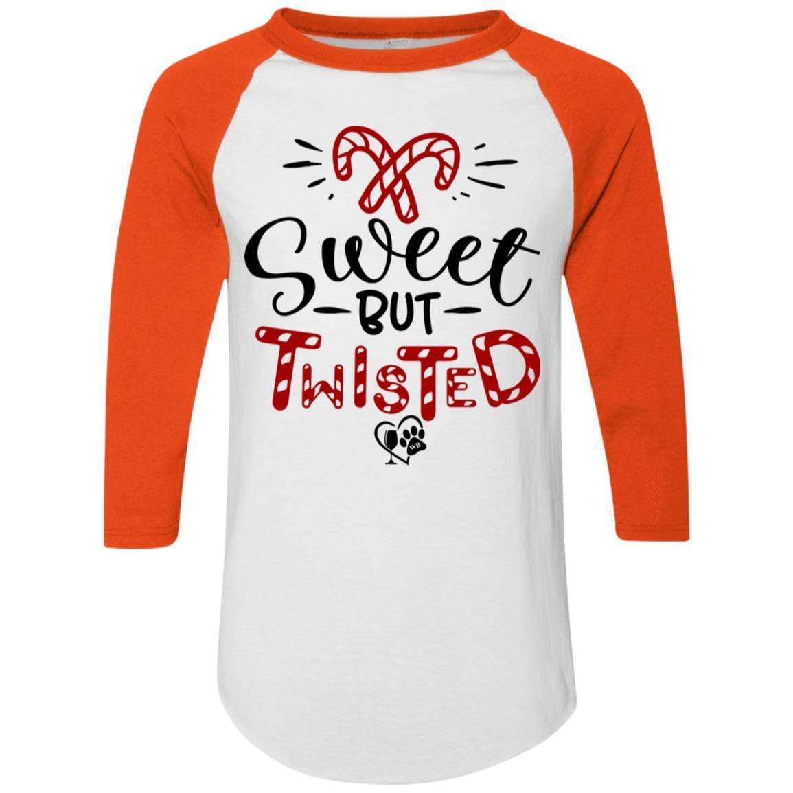 T-Shirts White/Orange / S WineyBitches.Co "Sweet But Twisted" Holiday Colorblock Raglan Jersey WineyBitchesCo