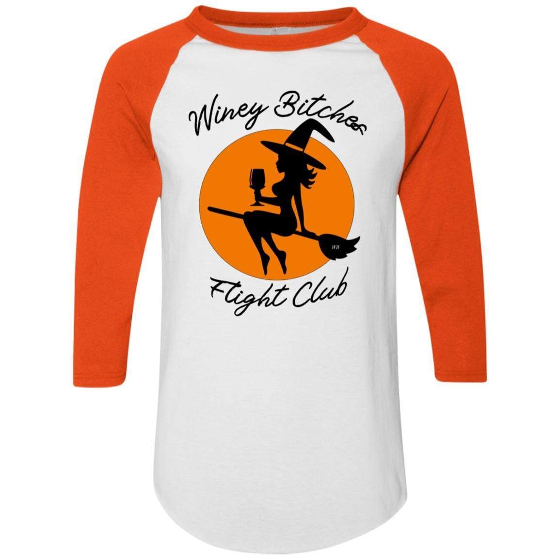 T-Shirts White/Orange / S WineyBitches.Co "Winey Bitches Flight Club" Colorblock Raglan Jersey WineyBitchesCo
