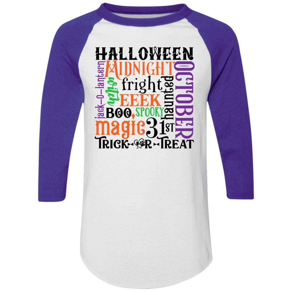 T-Shirts White/Purple / S Winey Bitches Co "Halloween Word Jumble" Colorblock Raglan Jersey WineyBitchesCo