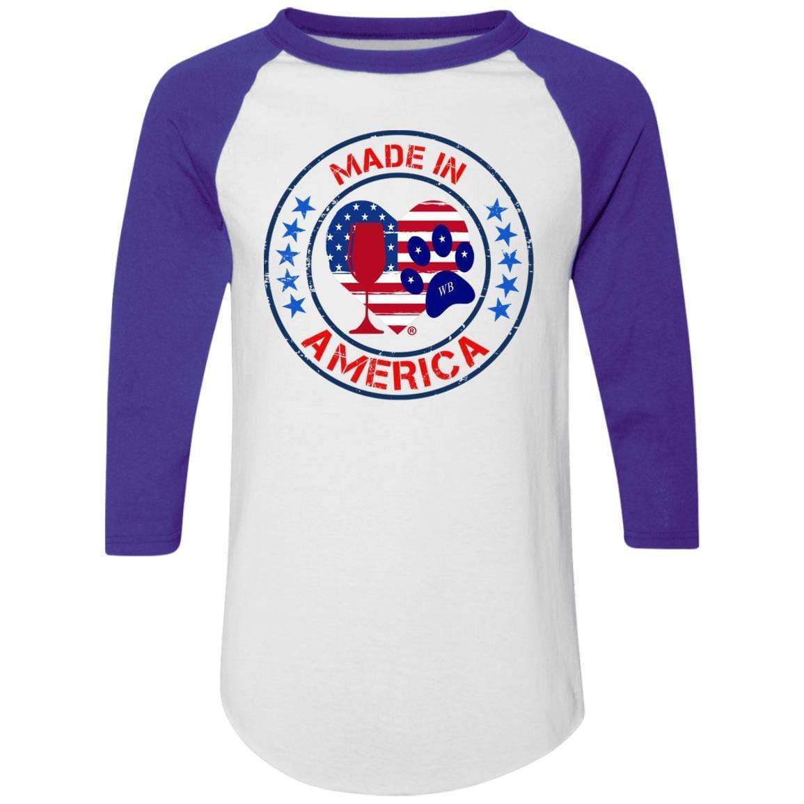 T-Shirts White/Purple / S Winey Bitches Co "Made In America" Colorblock Raglan Jersey WineyBitchesCo