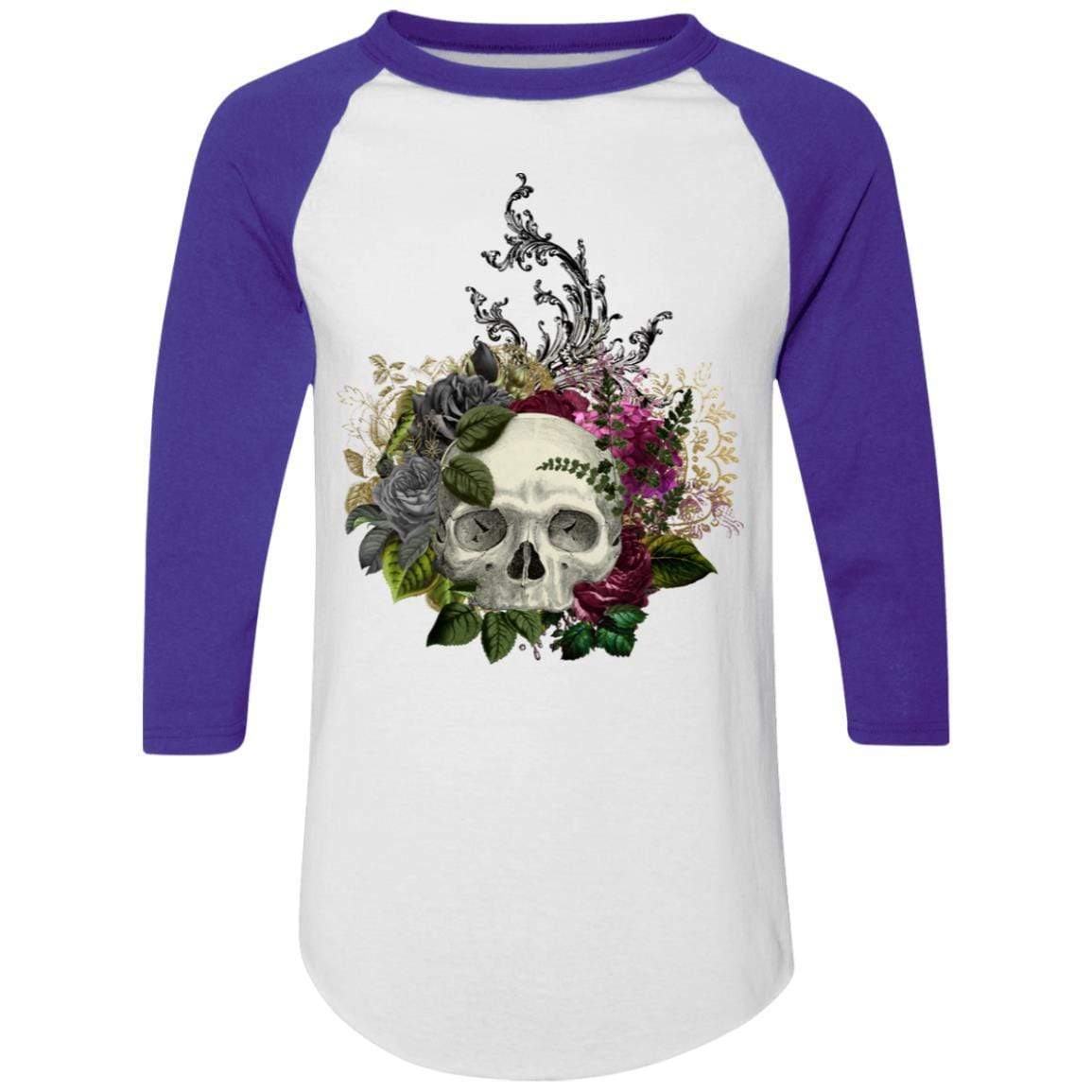 T-Shirts White/Purple / S Winey Bitches Co Skull Design #1 Colorblock Raglan Jersey WineyBitchesCo