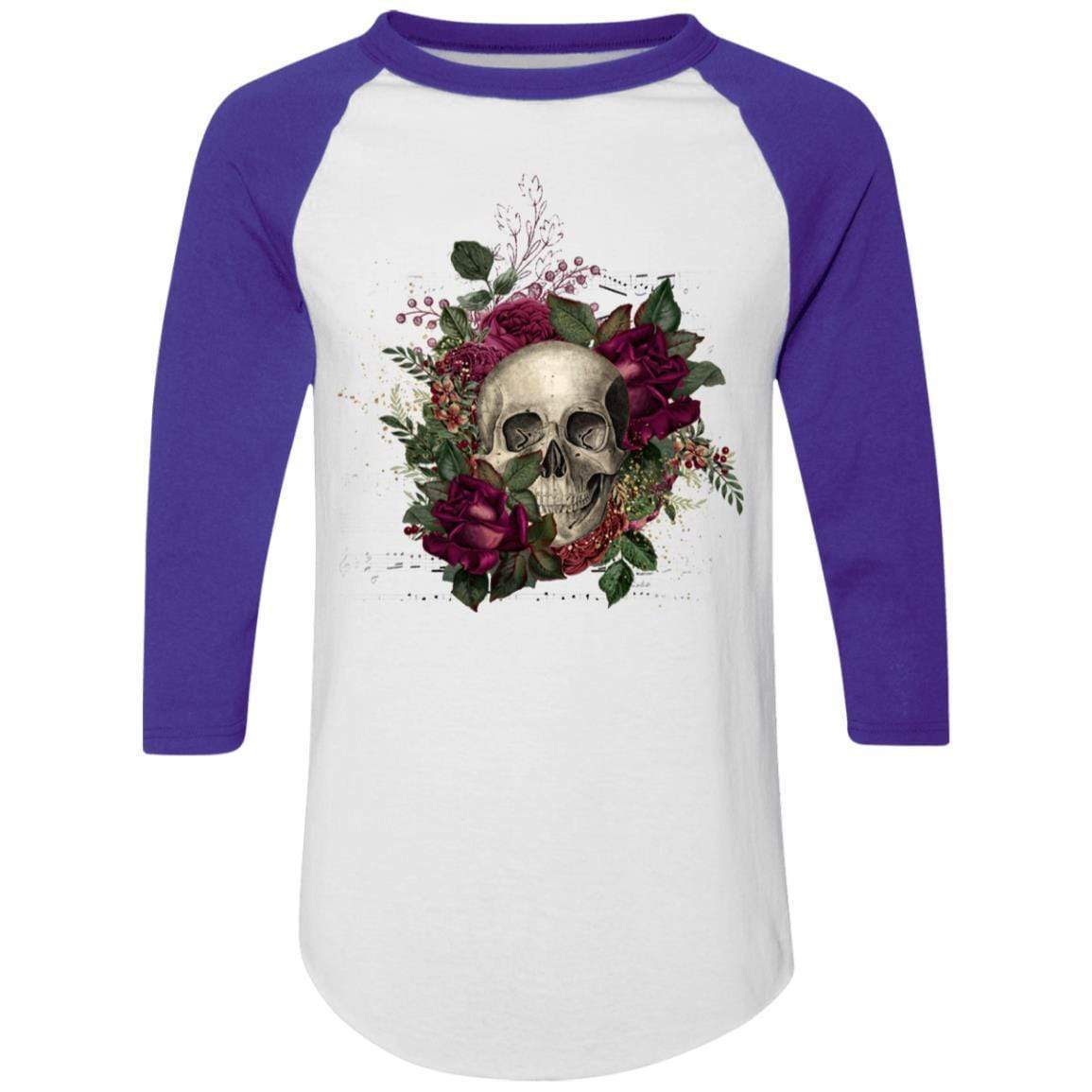 T-Shirts White/Purple / S Winey Bitches Co Skull Design #2 Colorblock Raglan Jersey WineyBitchesCo