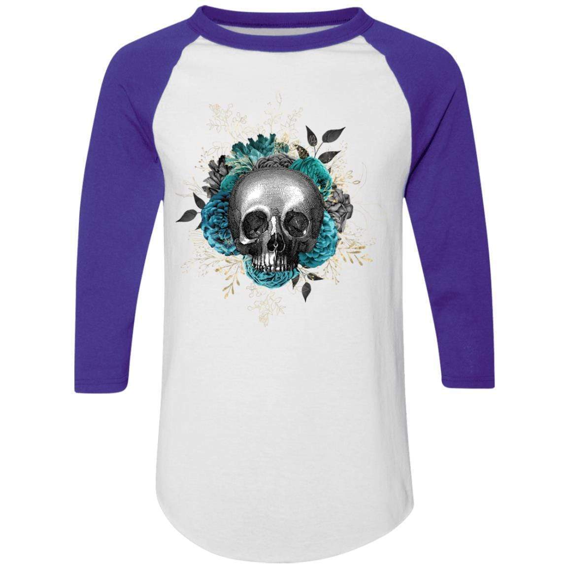 T-Shirts White/Purple / S Winey Bitches Co Skull Design #3 Colorblock Raglan Jersey WineyBitchesCo