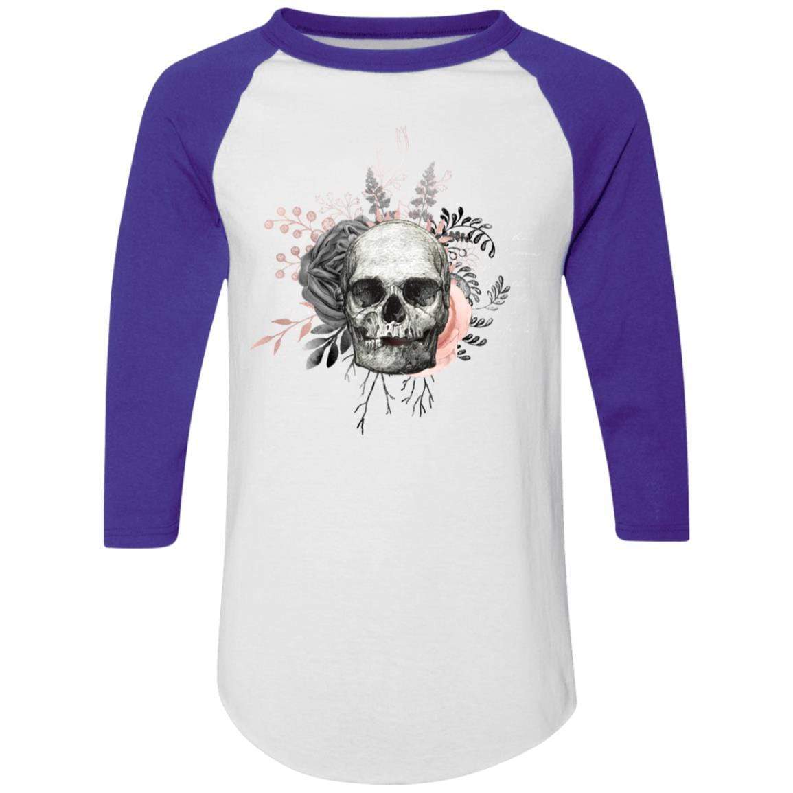 T-Shirts White/Purple / S Winey Bitches Co Skull Design #4 Colorblock Raglan Jersey WineyBitchesCo