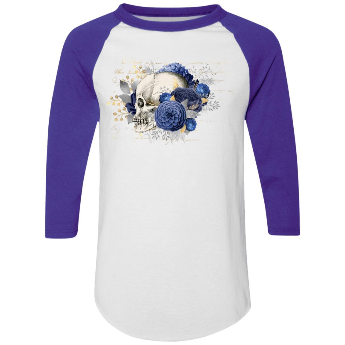 T-Shirts White/Purple / S Winey Bitches Co Skull Design #5 Colorblock Raglan Jersey WineyBitchesCo