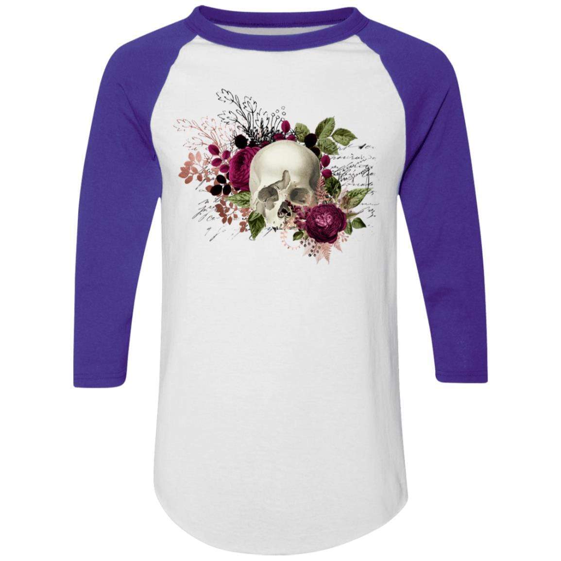 T-Shirts White/Purple / S Winey Bitches Co Skull Design #6 Colorblock Raglan Jersey WineyBitchesCo