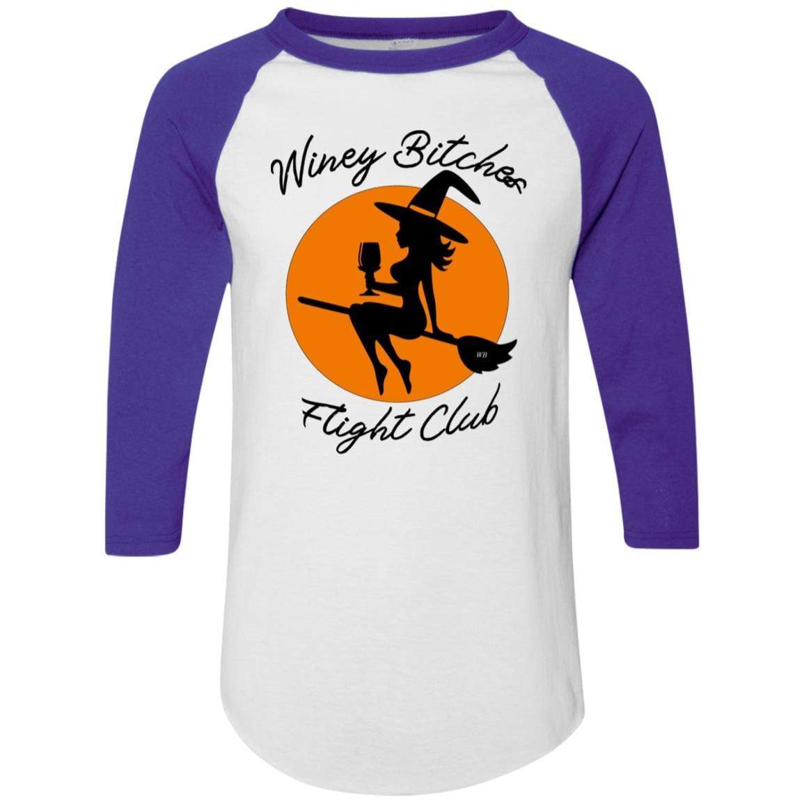 T-Shirts White/Purple / S WineyBitches.Co "Winey Bitches Flight Club" Colorblock Raglan Jersey WineyBitchesCo