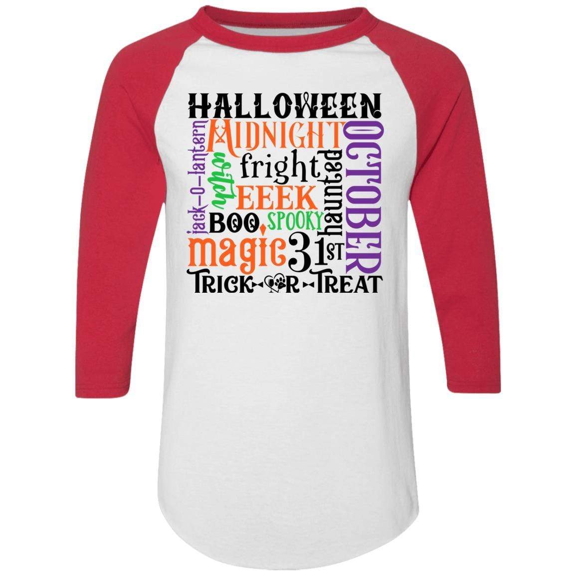 T-Shirts White/Red / S Winey Bitches Co "Halloween Word Jumble" Colorblock Raglan Jersey WineyBitchesCo