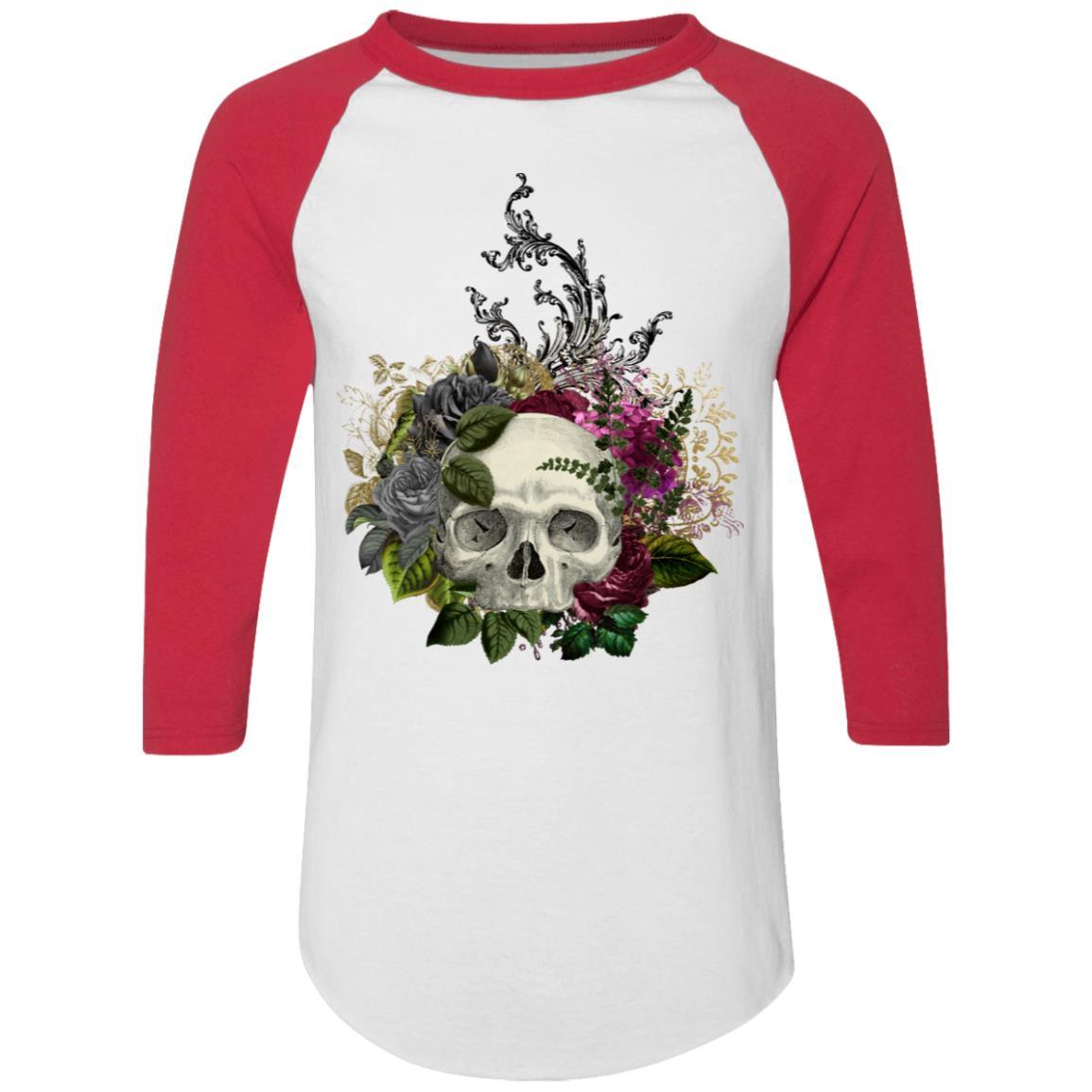 T-Shirts White/Red / S Winey Bitches Co Skull Design #1 Colorblock Raglan Jersey WineyBitchesCo