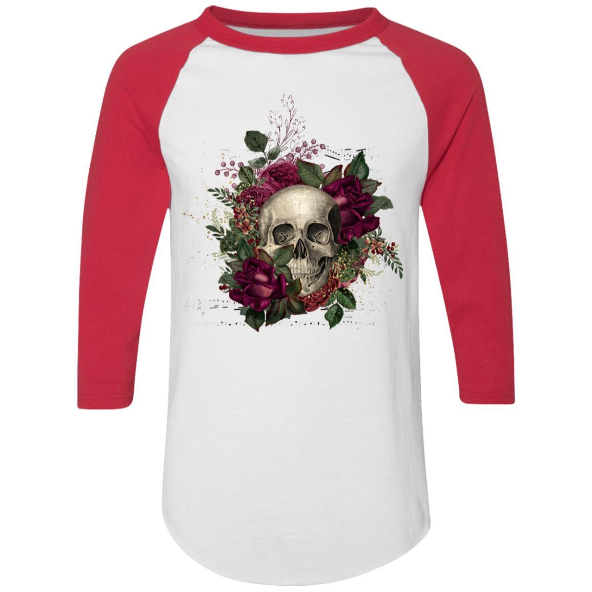 T-Shirts White/Red / S Winey Bitches Co Skull Design #2 Colorblock Raglan Jersey WineyBitchesCo