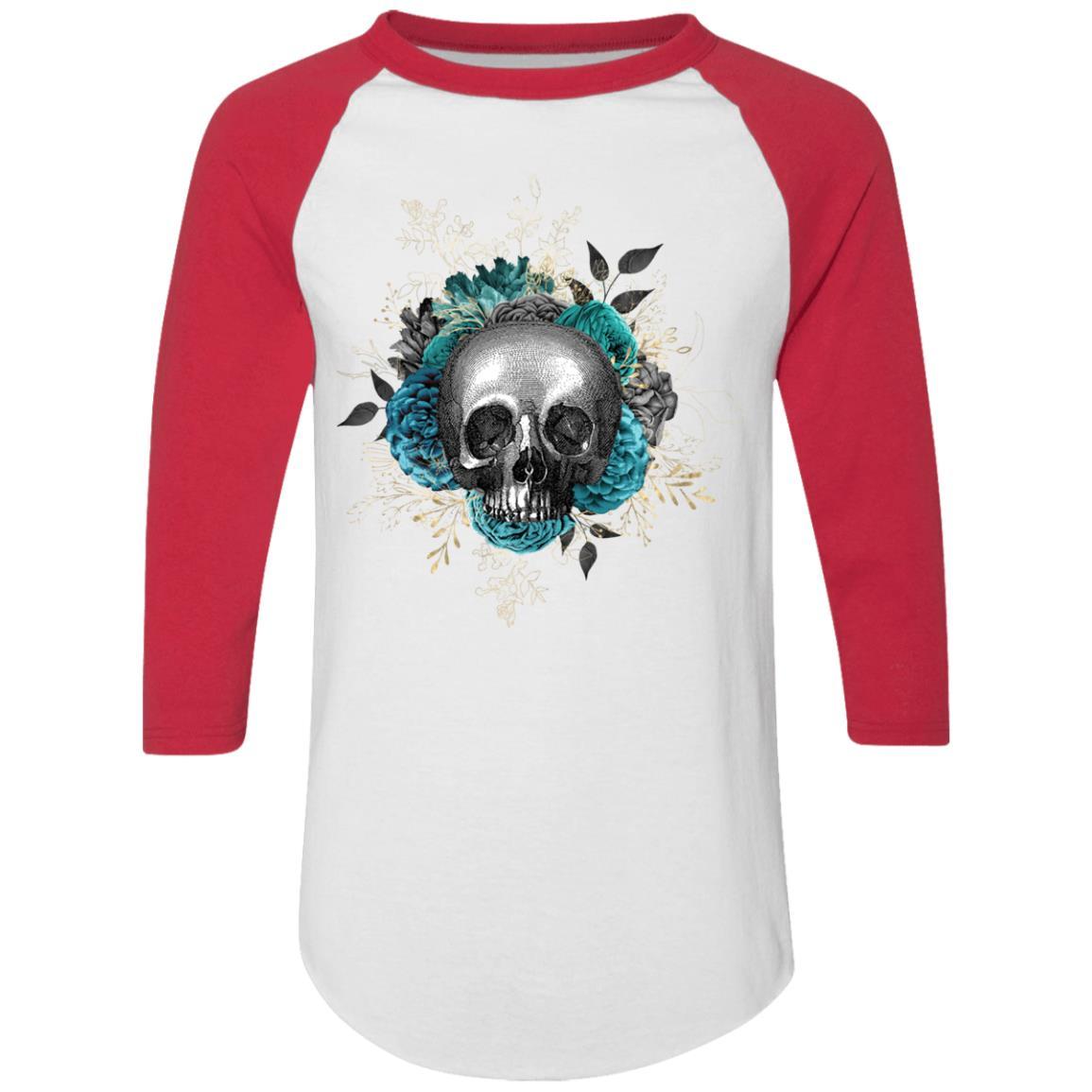 T-Shirts White/Red / S Winey Bitches Co Skull Design #3 Colorblock Raglan Jersey WineyBitchesCo