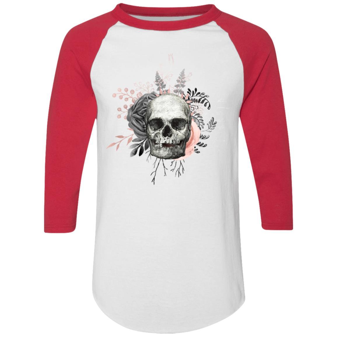 T-Shirts White/Red / S Winey Bitches Co Skull Design #4 Colorblock Raglan Jersey WineyBitchesCo