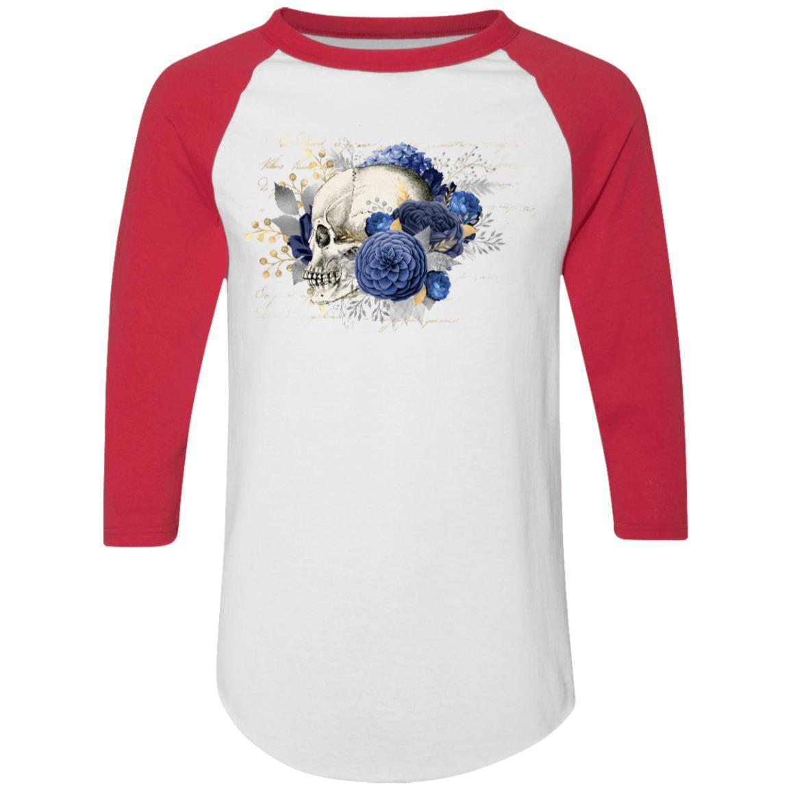 T-Shirts White/Red / S Winey Bitches Co Skull Design #5 Colorblock Raglan Jersey WineyBitchesCo