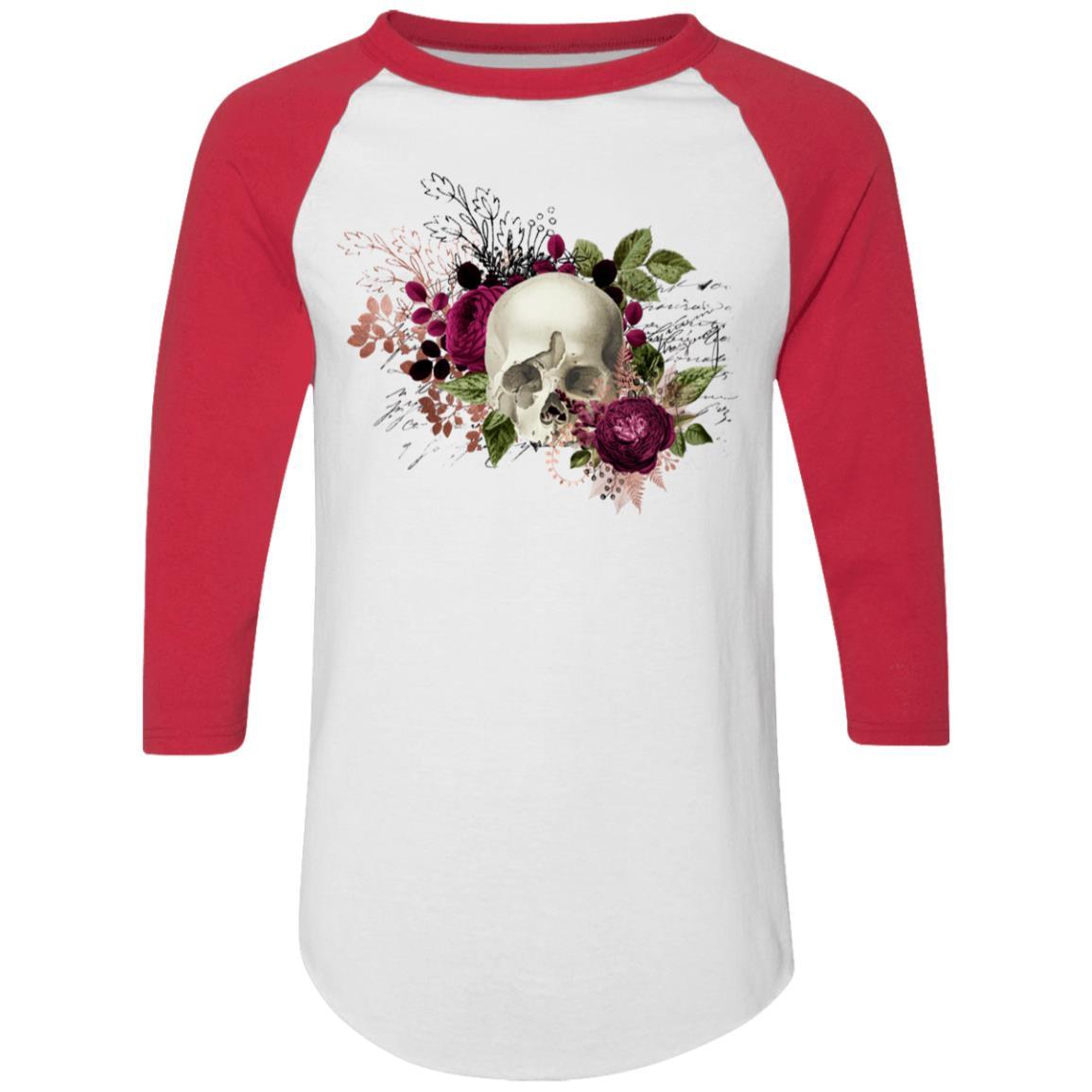 T-Shirts White/Red / S Winey Bitches Co Skull Design #6 Colorblock Raglan Jersey WineyBitchesCo