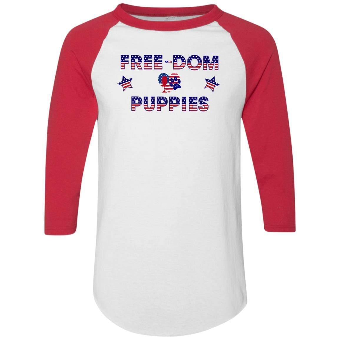 T-Shirts White/Red / S WineyBitches.Co Free-Dom Puppies Colorblock Raglan Jersey WineyBitchesCo