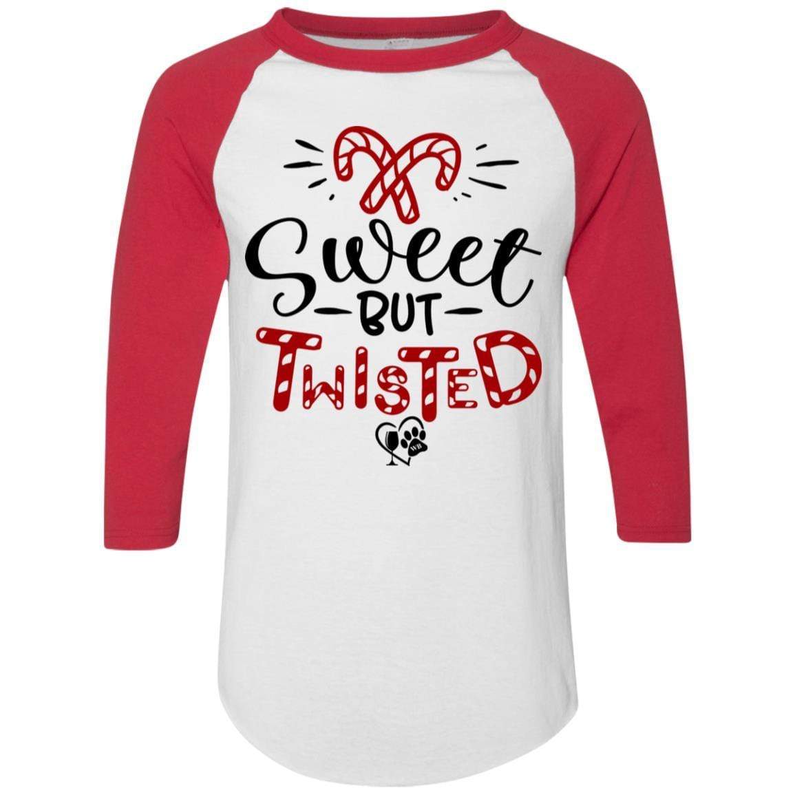 T-Shirts White/Red / S WineyBitches.Co "Sweet But Twisted" Holiday Colorblock Raglan Jersey WineyBitchesCo
