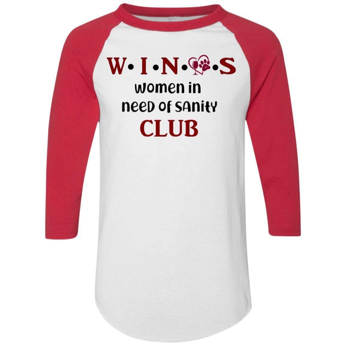 T-Shirts White/Red / S WineyBitches.Co WINOS Club Colorblock Raglan Jersey (Burg Lettering) WineyBitchesCo