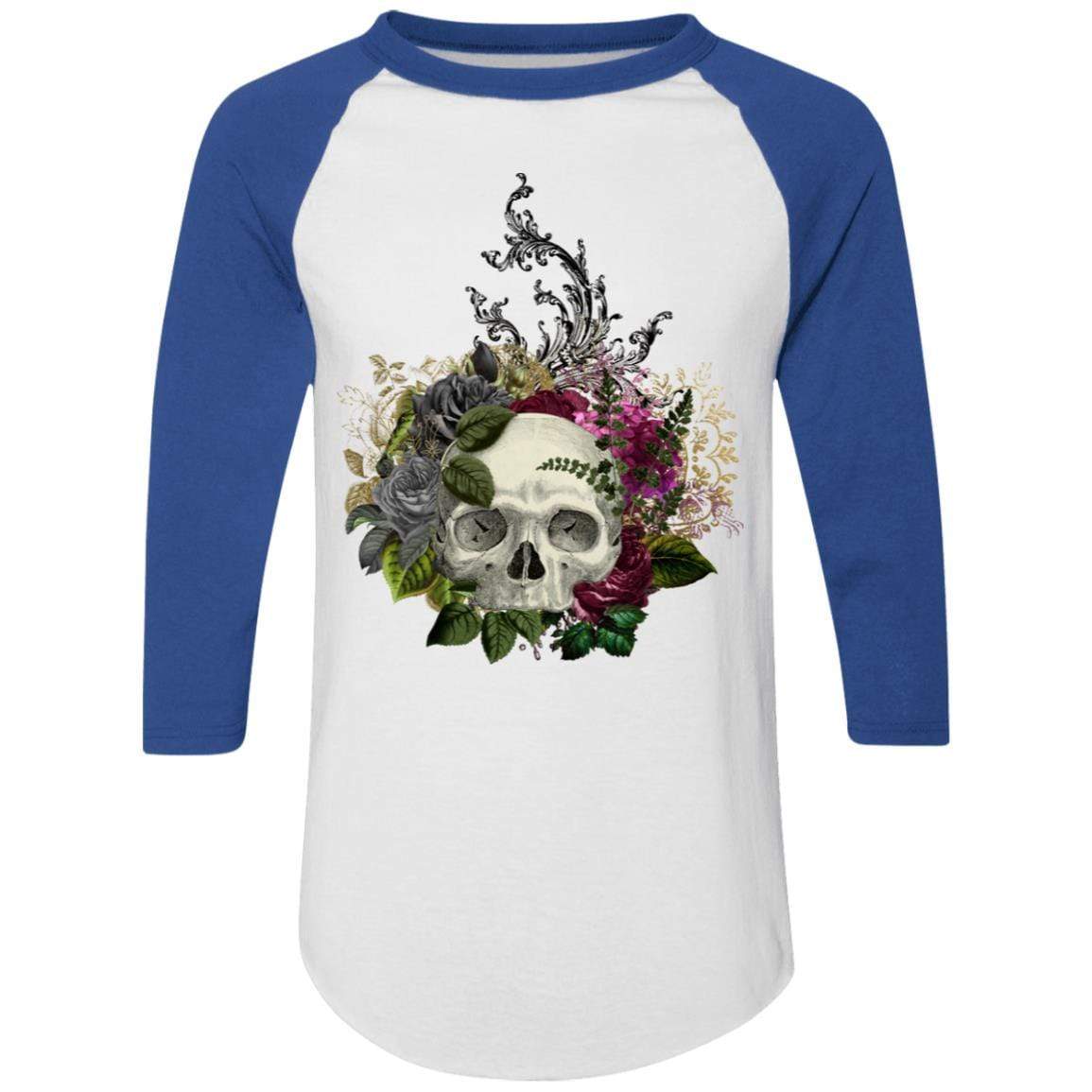 T-Shirts White/Royal / S Winey Bitches Co Skull Design #1 Colorblock Raglan Jersey WineyBitchesCo