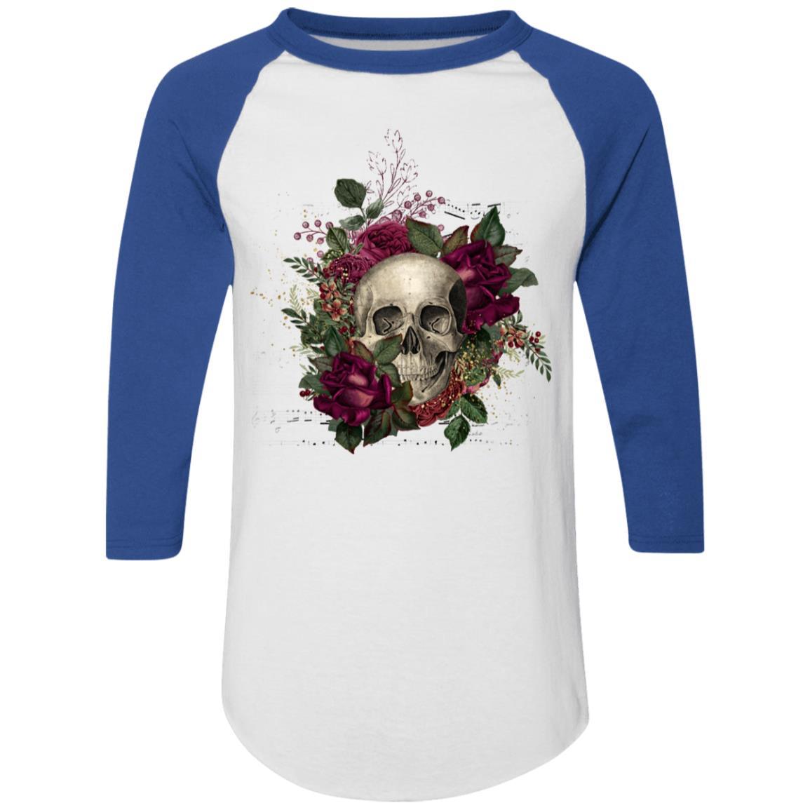 T-Shirts White/Royal / S Winey Bitches Co Skull Design #2 Colorblock Raglan Jersey WineyBitchesCo