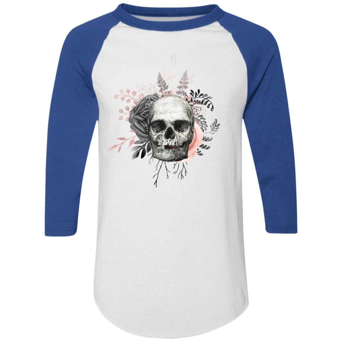 T-Shirts White/Royal / S Winey Bitches Co Skull Design #4 Colorblock Raglan Jersey WineyBitchesCo